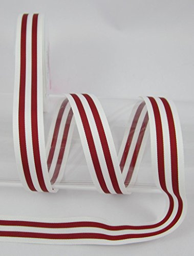 Streifenband, 24mm breit, streifen, farbig, 3939 24, Ripsband, nähen, Meterware, 1 meter (weiß-rot) von Gerhardt