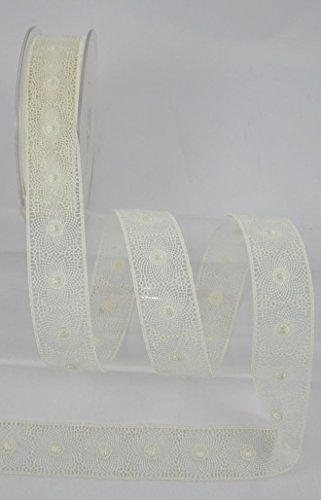 Tüll Spitze, zum einsetzen, 30mm, Borte, Meterware, 1meter, nähen (naturweiß) von Gerhardt