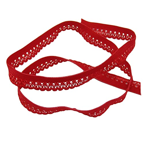Wäschegummi, elastisch, 13mm breit, Spitze,historisch, nähen, Meterware, 1meter (rot) von Gerhardt