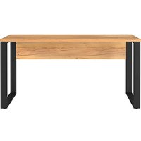 GERMANIA Adrano Schreibtisch navarra-eiche rechteckig, O-Fuß-Gestell schwarz 150,0 x 60,0 cm von Germania