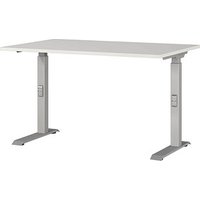 GERMANIA Agenda Office höhenverstellbarer Schreibtisch lichtgrau rechteckig, C-Fuß-Gestell silber 120,0 x 80,0 cm von Germania