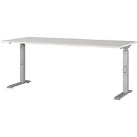 GERMANIA Agenda Office höhenverstellbarer Schreibtisch lichtgrau rechteckig, C-Fuß-Gestell silber 180,0 x 80,0 cm von Germania