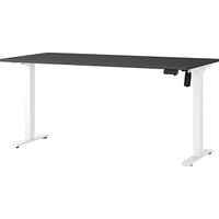 GERMANIA Boras höhenverstellbarer Schreibtisch grafit rechteckig, T-Fuß-Gestell weiß 160,0 x 80,0 cm von Germania