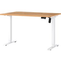GERMANIA Boras höhenverstellbarer Schreibtisch navarra-eiche rechteckig, T-Fuß-Gestell weiß 120,0 x 80,0 cm von Germania