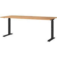 GERMANIA DOWNEY höhenverstellbarer Schreibtisch navarra-eiche rechteckig, C-Fuß-Gestell schwarz 180,0 x 80,0 cm von Germania