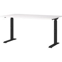 GERMANIA DOWNEY höhenverstellbarer Schreibtisch weiß rechteckig, C-Fuß-Gestell schwarz 140,0 x 80,0 cm GERMANIA DOWNEY höhenverstellbarer Schreibtisch weiß rechteckig, C-Fuß-Gestell schwarz 140,0 x 80,0 cm von Germania