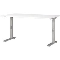 GERMANIA DOWNEY höhenverstellbarer Schreibtisch weiß rechteckig, C-Fuß-Gestell silber 140,0 x 80,0 cm GERMANIA DOWNEY höhenverstellbarer Schreibtisch weiß rechteckig, C-Fuß-Gestell silber 140,0 x 80,0 cm von Germania