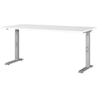 GERMANIA DOWNEY höhenverstellbarer Schreibtisch weiß rechteckig, C-Fuß-Gestell silber 160,0 x 80,0 cm GERMANIA DOWNEY höhenverstellbarer Schreibtisch weiß rechteckig, C-Fuß-Gestell silber 160,0 x 80,0 cm von Germania