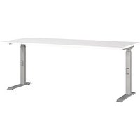 GERMANIA DOWNEY höhenverstellbarer Schreibtisch weiß rechteckig, C-Fuß-Gestell silber 180,0 x 80,0 cm GERMANIA DOWNEY höhenverstellbarer Schreibtisch weiß rechteckig, C-Fuß-Gestell silber 180,0 x 80,0 cm von Germania