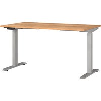 GERMANIA JET höhenverstellbarer Schreibtisch navarra-eiche rechteckig, T-Fuß-Gestell silber 140,0 x 80,0 cm GERMANIA JET höhenverstellbarer Schreibtisch navarra-eiche rechteckig, T-Fuß-Gestell silber 140,0 x 80,0 cm von Germania