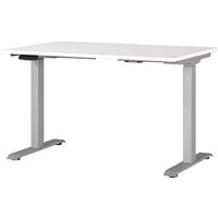 GERMANIA JET höhenverstellbarer Schreibtisch weiß rechteckig, T-Fuß-Gestell silber 120,0 x 80,0 cm GERMANIA JET höhenverstellbarer Schreibtisch weiß rechteckig, T-Fuß-Gestell silber 120,0 x 80,0 cm von Germania