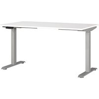 GERMANIA JET höhenverstellbarer Schreibtisch weiß rechteckig, T-Fuß-Gestell silber 140,0 x 80,0 cm GERMANIA JET höhenverstellbarer Schreibtisch weiß rechteckig, T-Fuß-Gestell silber 140,0 x 80,0 cm von Germania