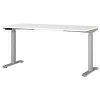 GERMANIA JET höhenverstellbarer Schreibtisch weiß rechteckig, T-Fuß-Gestell silber 160,0 x 80,0 cm GERMANIA JET höhenverstellbarer Schreibtisch weiß rechteckig, T-Fuß-Gestell silber 160,0 x 80,0 cm von Germania