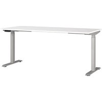 GERMANIA JET höhenverstellbarer Schreibtisch weiß rechteckig, T-Fuß-Gestell silber 180,0 x 80,0 cm GERMANIA JET höhenverstellbarer Schreibtisch weiß rechteckig, T-Fuß-Gestell silber 180,0 x 80,0 cm von Germania
