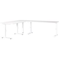 GERMANIA Mailand höhenverstellbarer Schreibtisch weiß L-Form, C-Fuß-Gestell weiß 240,0 x 200,0 cm GERMANIA Mailand höhenverstellbarer Schreibtisch weiß L-Form, C-Fuß-Gestell weiß 240,0 x 200,0 cm von Germania