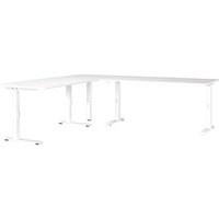 GERMANIA Mailand höhenverstellbarer Schreibtisch weiß L-Form, C-Fuß-Gestell weiß 260,0 x 200,0 cm GERMANIA Mailand höhenverstellbarer Schreibtisch weiß L-Form, C-Fuß-Gestell weiß 260,0 x 200,0 cm von Germania