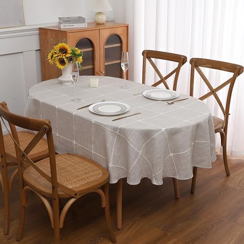 Gernaice Ovale Tischdecke, Bauernhaus-Motiv, kariert, staubdicht, knitterfrei, waschbar, Tischdecke für Party, Küche, Esszimmer, Picknick, 152,4 x 213,3 cm, Braun Gernaice Ovale Tischdecke, Bauernhaus-Motiv, kariert, staubdicht, knitterfrei, waschbar, Tischdecke für Party, Küche, Esszimmer, Picknick, 152,4 x 213,3 cm, Braun von Gernaice