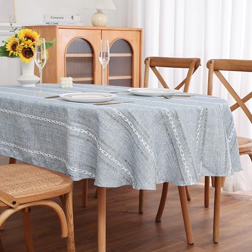 Gernaice Ovale Tischdecke im Boho-Stil, Leinenstoff, mit Ausschnitten, Stickerei, staubdicht, Dekoration für Esszimmer, Küche, Zuhause, Party, ovaler Tisch, Blau, 152,4 x 213,4 cm Gernaice Ovale Tischdecke im Boho-Stil, Leinenstoff, mit Ausschnitten, Stickerei, staubdicht, Dekoration für Esszimmer, Küche, Zuhause, Party, ovaler Tisch, Blau, 152,4 x 213,4 cm von Gernaice