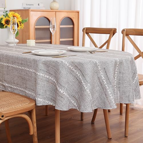 Gernaice Ovale Tischdecke im Boho-Stil, Leinenstoff, mit Ausschnitten, Stickerei, staubdicht, Dekoration für Esszimmer, Küche, Zuhause, Party, ovaler Tisch, Dunkelbraun, 152,4 x 213,4 cm Gernaice Ovale Tischdecke im Boho-Stil, Leinenstoff, mit Ausschnitten, Stickerei, staubdicht, Dekoration für Esszimmer, Küche, Zuhause, Party, ovaler Tisch, Dunkelbraun, 152,4 x 213,4 cm von Gernaice