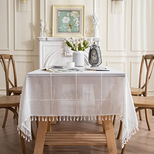 Gernaice Rustikale bestickte Tischdecke, Gittermuster, rechteckig, Quaste, Tischdecke, staubdicht, für Küche, Esszimmer, Picknick, Party, Weihnachten, Urlaub (rechteckig/länglich, 140 x 178 cm Gernaice Rustikale bestickte Tischdecke, Gittermuster, rechteckig, Quaste, Tischdecke, staubdicht, für Küche, Esszimmer, Picknick, Party, Weihnachten, Urlaub (rechteckig/länglich, 140 x 178 cm von Gernaice