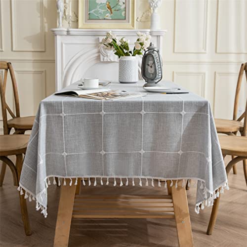 Gernaice Rustikale bestickte Tischdecke, Gittermuster, rechteckig, Quaste, Tischdecke, staubdicht, für Küche, Esszimmer, Picknick, Party, Weihnachten, Urlaub (rechteckig/länglich, 140 x 250 cm, Grau) Gernaice Rustikale bestickte Tischdecke, Gittermuster, rechteckig, Quaste, Tischdecke, staubdicht, für Küche, Esszimmer, Picknick, Party, Weihnachten, Urlaub (rechteckig/länglich, 140 x 250 cm, Grau) von Gernaice