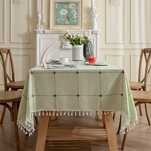 Gernaice Rustikale bestickte Tischdecke, Gittermuster, rechteckig, Quaste, Tischdecke, staubdicht, für Küche, Esszimmer, Picknick, Party, Weihnachten, Urlaub (rechteckig/länglich, 140 x 308 cm, Grün) Gernaice Rustikale bestickte Tischdecke, Gittermuster, rechteckig, Quaste, Tischdecke, staubdicht, für Küche, Esszimmer, Picknick, Party, Weihnachten, Urlaub (rechteckig/länglich, 140 x 308 cm, Grün) von Gernaice