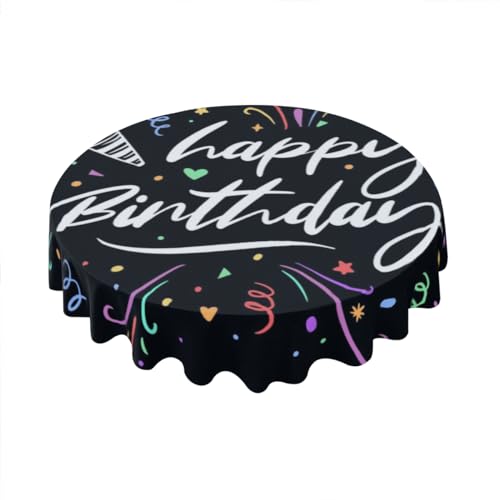 Geroclonup Geburtstagstischdecke, rund, 152,4 cm, Polyester, Frühling, Herbst, bunte Tischdecken für Partys, niedliche Cartoon-kleine Tischdecken, dekorativ für Urlaub, Zuhause, Party, Picknick Geroclonup Geburtstagstischdecke, rund, 152,4 cm, Polyester, Frühling, Herbst, bunte Tischdecken für Partys, niedliche Cartoon-kleine Tischdecken, dekorativ für Urlaub, Zuhause, Party, Picknick von Geroclonup