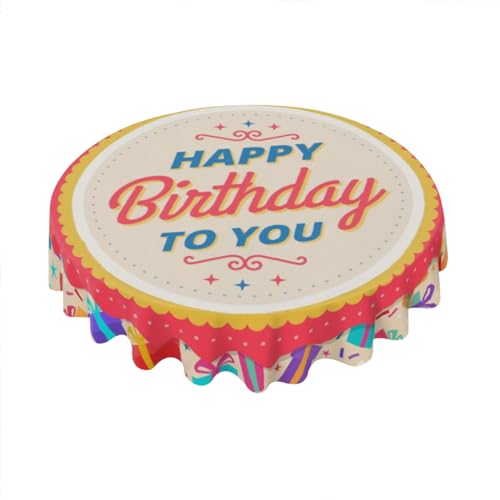 Geroclonup Geburtstagstischdecke, rund, 152,4 cm, Polyester, Frühling, Herbst, bunte Tischdecken für Partys, niedliche Cartoon-kleine Tischdecken, dekorativ für Urlaub, Zuhause, Party, Picknick Geroclonup Geburtstagstischdecke, rund, 152,4 cm, Polyester, Frühling, Herbst, bunte Tischdecken für Partys, niedliche Cartoon-kleine Tischdecken, dekorativ für Urlaub, Zuhause, Party, Picknick von Geroclonup