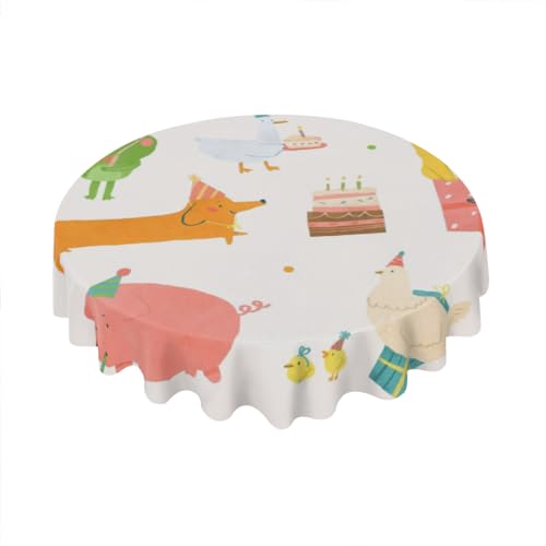 Geroclonup Geburtstagstischdecke, rund, 152,4 cm, Polyester, Frühling, Herbst, bunte Tischdecken für Partys, niedliche Cartoon-kleine Tischdecken, dekorativ für Urlaub, Zuhause, Party, Picknick Geroclonup Geburtstagstischdecke, rund, 152,4 cm, Polyester, Frühling, Herbst, bunte Tischdecken für Partys, niedliche Cartoon-kleine Tischdecken, dekorativ für Urlaub, Zuhause, Party, Picknick von Geroclonup