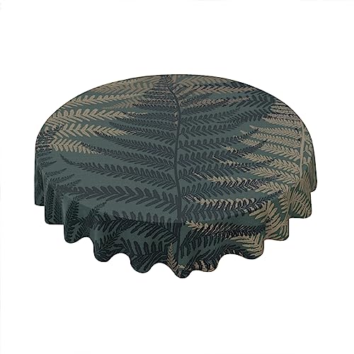 Geroclonup Nordic Retro dunkelbraune Tischdecke mit Blumenmuster, rund, 152,4 cm, Frühlingsblumen, dekorative Tischdecke mit knitterarm, für Zuhause, Küche, Esstisch, Outdoor, Party, Picknick von Geroclonup