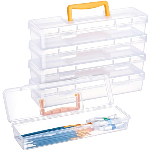 Gerrii 5 Stück Pinsel-Aufbewahrungskoffer, tragbar, 33 cm lang, Pinsel, Zeichenwerkzeuge, Behälter mit Griff, transparenter Pinsel-Organizer, Halter für Künstler, Handwerk, Kunst, Schulbedarf Gerrii 5 Stück Pinsel-Aufbewahrungskoffer, tragbar, 33 cm lang, Pinsel, Zeichenwerkzeuge, Behälter mit Griff, transparenter Pinsel-Organizer, Halter für Künstler, Handwerk, Kunst, Schulbedarf von Gerrii