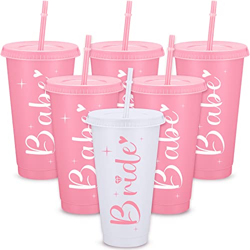 Gerrii Bride Babe Bachelorette-Tassen für Junggesellinnenabschied, 680 ml, Kunststoff, mit Deckel und Strohhalm, für Hochzeitsgeschenke, 6 Stück Gerrii Bride Babe Bachelorette-Tassen für Junggesellinnenabschied, 680 ml, Kunststoff, mit Deckel und Strohhalm, für Hochzeitsgeschenke, 6 Stück von Gerrii