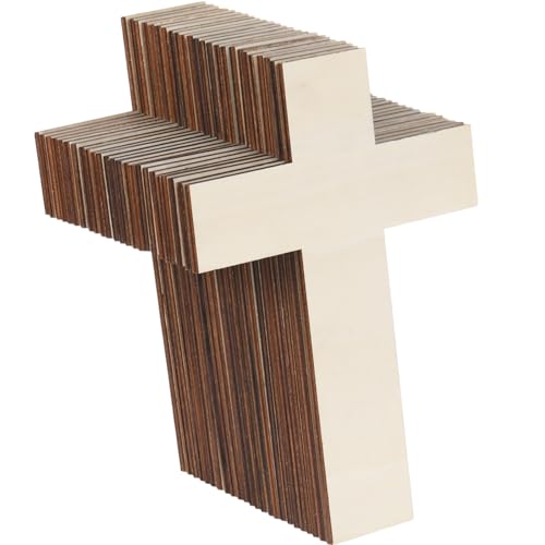 Gerrii Holzkreuz zum Basteln, religiöser Ausschnitt, Krippe, Taufe, Tafelaufsatz, Ornamente, DIY-Projekte, Kirche, Sonntag, Schule, Erstkommunion, Taufe, Ostern, 24 Stück von Gerrii