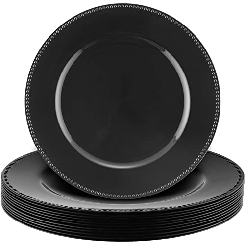 Gerrii Platzteller mit Metallperlen, 33 cm, runde Kunststoffteller, Großpackung, Hochzeit, Perlen-Ladegeräte für Tischparty, Veranstaltung, Dekoration, Schwarz, 12 Stück Gerrii Platzteller mit Metallperlen, 33 cm, runde Kunststoffteller, Großpackung, Hochzeit, Perlen-Ladegeräte für Tischparty, Veranstaltung, Dekoration, Schwarz, 12 Stück von Gerrii