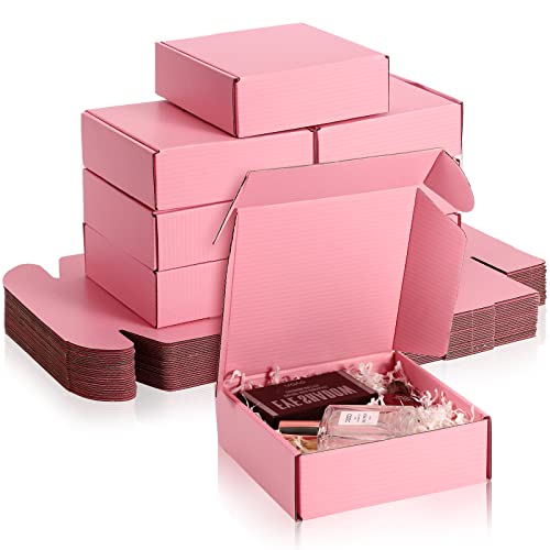 35 Stück süße rosa Versandkartons Karton Wellpappe Versandkartons Rosa Verpackungsboxen für Kleinunternehmen 5,9 x 5,9 x 2 Zoll kleine Wellkartons Versandkartons Kartons Versandtaschen für den von Gersoniel