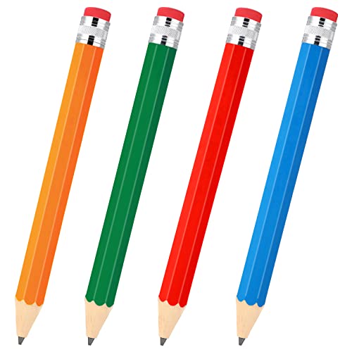 Gersoniel 4 Stück Riesenstifte, Holzstifte mit Kappe und Radiergummi, niedliche Holzbearbeitungsspielzeug für Schule und Kinderschreiben, 4 Farben (Blau, Rot, Grün, Gelb) von Gersoniel