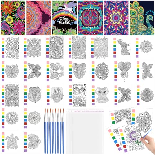 Gersoniel Aquarell-Malbücher mit Geschenkbeutel für Erwachsene, Kunst-Zeichenbuch mit Mustern für Erwachsene, Partygeschenke, Geschenktüten und Urlaubsgeschenke (Mandala-Stil), 144 Stück von Gersoniel