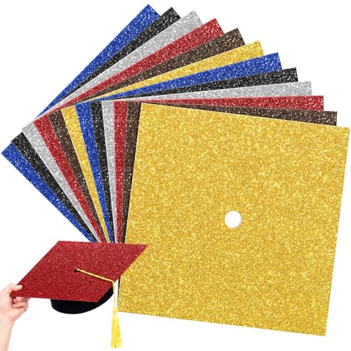 Gersoniel Glitzerkonstruktionspapier für Abschlussfeier, Kappendekoration, schwerer, bunter Karton, für Abschlussfeier, Hut, Topper, Basteln, 12 Bögen, 25,4 x 25,4 cm Gersoniel Glitzerkonstruktionspapier für Abschlussfeier, Kappendekoration, schwerer, bunter Karton, für Abschlussfeier, Hut, Topper, Basteln, 12 Bögen, 25,4 x 25,4 cm von Gersoniel