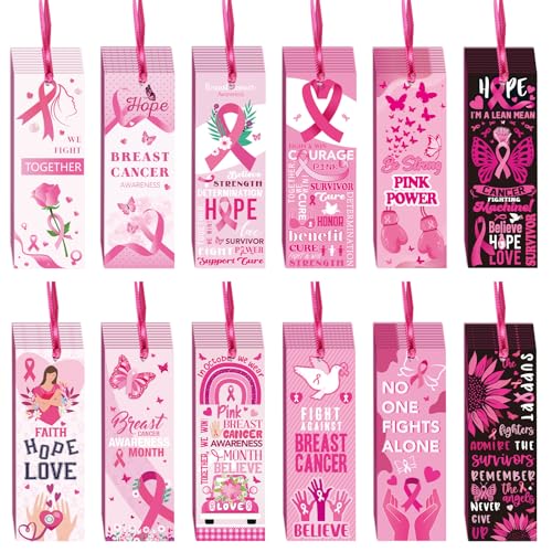 Gersoniel Lesezeichen mit rosa Schleifen, Brustkrebs-Bewusstseinsartikel, Lesezeichen, Hoffnung, Glaube, inspirierende Etiketten, Zubehör für Brustkrebs, Frauen, Partyzubehör von Gersoniel