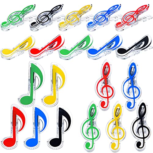 Musik-Büroklammerhalter, Notenbuch, Seitenhalter, Musiknoten, Büroklammern, Kunststoff, Notenblätter, Clips, Lesezeichen, Schreibwaren für Musik, Papier, mehrfarbig, transparent (20 Stück) von Gersoniel