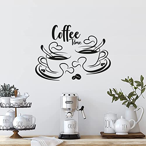 Gesar Wandtattoo für Bar – 2 Kaffeetassen und Schriftzug Coffee Time – Wandaufkleber – Restaurant – Innen Design – Aufkleber – Vinyl von Gesar
