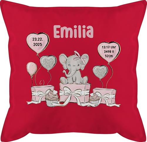 Kissen 50x50 - Baby Geschenk zur Geburt Mädchen Elefant personalisiert Name Geburtsdaten I Taufe - 50 x 50 cm - Rot - personalisiertes neugeborenen geburtskissen Geburtsgeschenk Elefanten Kissen 50x50 - Baby Geschenk zur Geburt Mädchen Elefant personalisiert Name Geburtsdaten I Taufe - 50 x 50 cm - Rot - personalisiertes neugeborenen geburtskissen Geburtsgeschenk Elefanten von Geschenk mit Namen personalisiert by Shirtracer