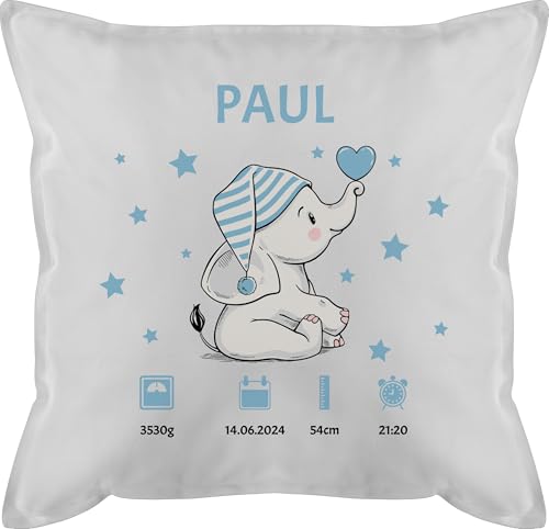 Kissen 50x50 - Elefant Geburtsdaten mit Name Geschenk zur Geburt Geschenkidee I Geldgeschenk zur Geburt - 50 x 50 cm - Weiß - Geburtsgeschenk geburtskissen personalisierte Baby Neugeborene Kissen 50x50 - Elefant Geburtsdaten mit Name Geschenk zur Geburt Geschenkidee I Geldgeschenk zur Geburt - 50 x 50 cm - Weiß - Geburtsgeschenk geburtskissen personalisierte Baby Neugeborene von Geschenk mit Namen personalisiert by Shirtracer