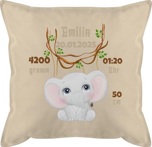 Kissen 50x50 - Geburtsgeschenk Elefant Datum Gewicht Uhrzeit Größe I Geschenk zur Geburt - 50 x 50 cm - Beige Natur - personalisiertes geburtskissen personalisierte Baby Elefanten männerkissen Kissen 50x50 - Geburtsgeschenk Elefant Datum Gewicht Uhrzeit Größe I Geschenk zur Geburt - 50 x 50 cm - Beige Natur - personalisiertes geburtskissen personalisierte Baby Elefanten männerkissen von Geschenk mit Namen personalisiert by Shirtracer