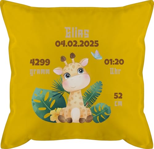 Kissen 50x50 - Geburtsgeschenk Giraffe personalisiert Datum Gewicht Uhrzeit Größe I Geschenk zur Geburt - 50 x 50 cm - Gelb - personalisiertes geburtskissen personalisierte Baby Giraffen Kissen 50x50 - Geburtsgeschenk Giraffe personalisiert Datum Gewicht Uhrzeit Größe I Geschenk zur Geburt - 50 x 50 cm - Gelb - personalisiertes geburtskissen personalisierte Baby Giraffen von Geschenk mit Namen personalisiert by Shirtracer