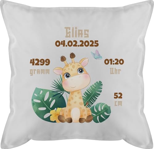 Kissen 50x50 - Geburtsgeschenk Giraffe personalisiert Datum Gewicht Uhrzeit Größe I Geschenk zur Geburt - 50 x 50 cm - Weiß - personalisiertes geburtskissen personalisierte Baby Giraffen Kissen 50x50 - Geburtsgeschenk Giraffe personalisiert Datum Gewicht Uhrzeit Größe I Geschenk zur Geburt - 50 x 50 cm - Weiß - personalisiertes geburtskissen personalisierte Baby Giraffen von Geschenk mit Namen personalisiert by Shirtracer