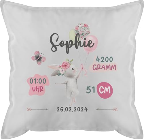 Kissen 50x50 - Geburtsgeschenk Hase Maß Gewicht I Geschenk zur Geburt personalisiert - 50 x 50 cm - Weiß - Baby geburtskissen neugeboren größe Cushions personalisiertes für Neugeborene Kissen 50x50 - Geburtsgeschenk Hase Maß Gewicht I Geschenk zur Geburt personalisiert - 50 x 50 cm - Weiß - Baby geburtskissen neugeboren größe Cushions personalisiertes für Neugeborene von Geschenk mit Namen personalisiert by Shirtracer