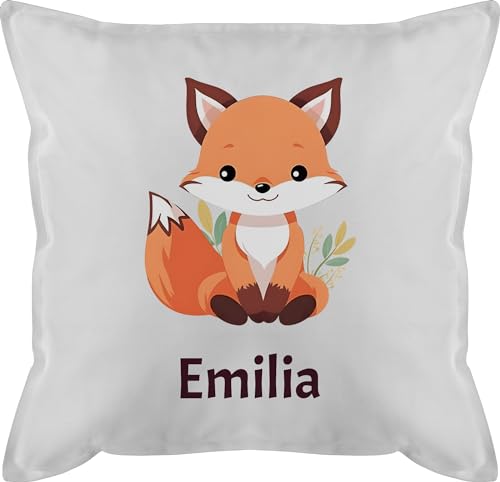 Kissen 50x50 - Süßer Fuchs Geschenk mit Name personalisiert I Wildtiere I Raubtier I Fox - 50 x 50 cm - Weiß - +mit+Fuchs fuchsmotiv Personalisieren füchse füchsen füchslein Motiv Kinder von Geschenk mit Namen personalisiert by Shirtracer