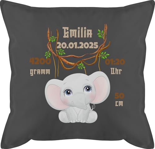 Kissen 50x50 - Geburtsgeschenk Elefant Datum Gewicht Uhrzeit Größe I Geschenk zur Geburt - 50 x 50 cm - Grau - personalisiertes geburtskissen personalisierte Baby Elefanten männerkissen Junge Kissen 50x50 - Geburtsgeschenk Elefant Datum Gewicht Uhrzeit Größe I Geschenk zur Geburt - 50 x 50 cm - Grau - personalisiertes geburtskissen personalisierte Baby Elefanten männerkissen Junge von Geschenk mit Namen personalisiert by Shirtracer