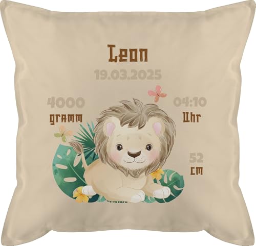 Kissen 50x50 - Zur Geburt - Geburtsgeschenk Löwe Datum Gewicht Uhrzeit Größe - 50 x 50 cm - Beige Natur - Junge geburtskissen personalisierte Baby und Zeit männerkissen für Neugeborene Kissen 50x50 - Zur Geburt - Geburtsgeschenk Löwe Datum Gewicht Uhrzeit Größe - 50 x 50 cm - Beige Natur - Junge geburtskissen personalisierte Baby und Zeit männerkissen für Neugeborene von Geschenk mit Namen personalisiert by Shirtracer